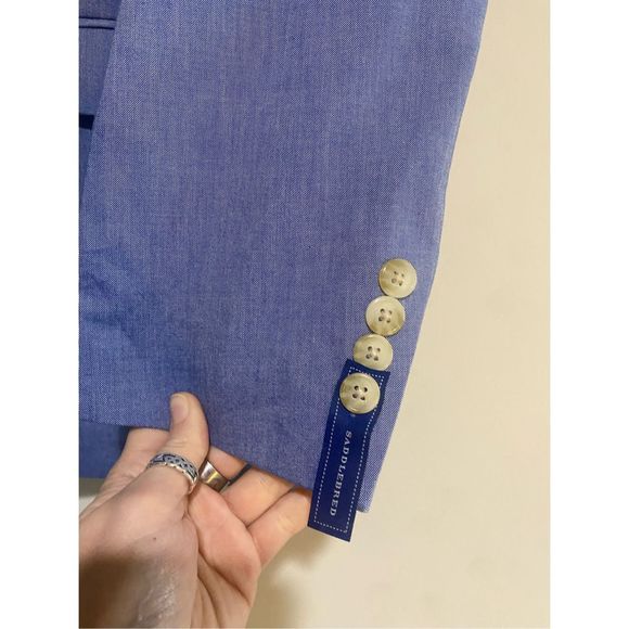Saddlebred NWT Big & Tall Blue Chambray Sports Coat Cotton, Size 50, MSRP $125 - Picture 5 of 13